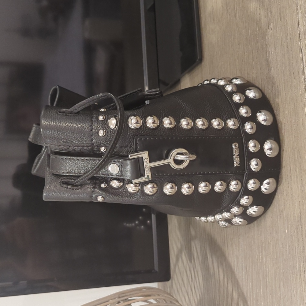 Kenzo Leather Silver Studded Bucket Bag - Picture 4 of 14
